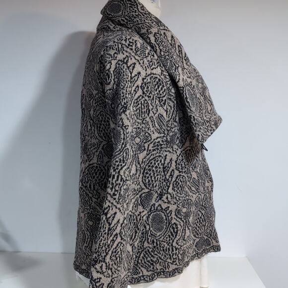 Mary Wool Blend Floral Print Cardigan Funnel Neck Sweater sz L - Picture 8 of 14